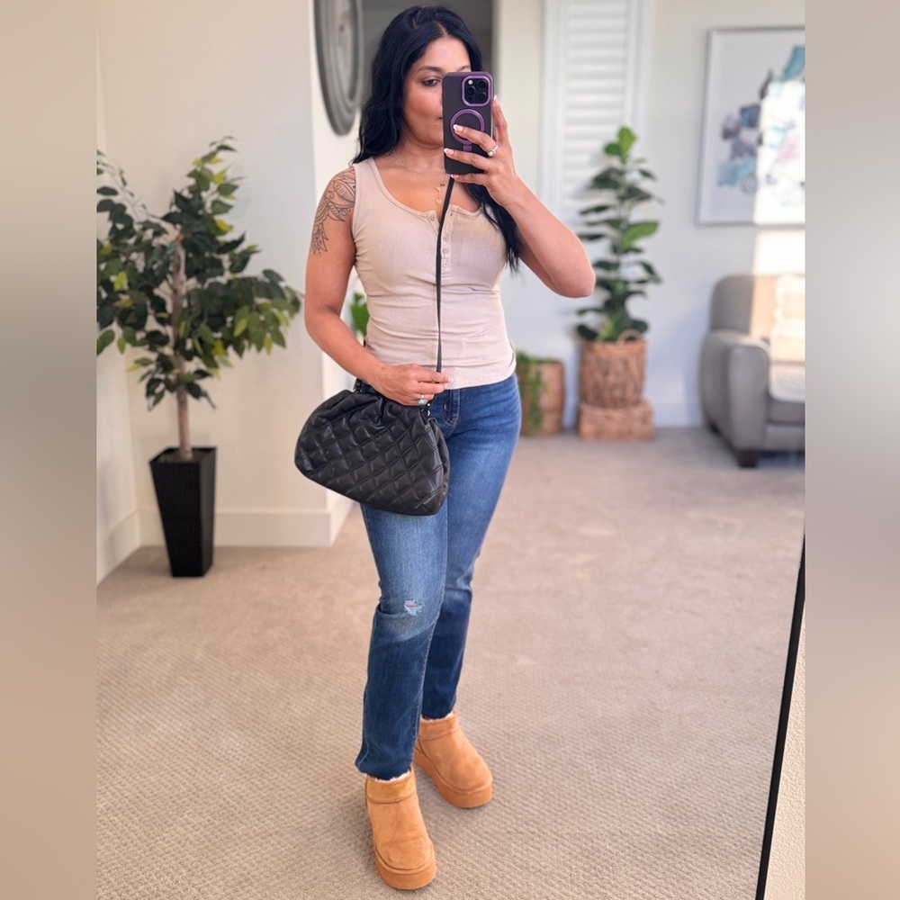 H&M. Black Quilted Leather Shoulder Bag/crossbody